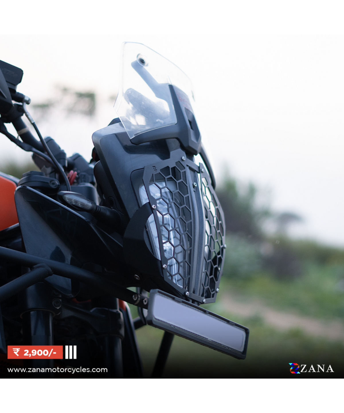 Zana KTM ADV 250 (2025) Headlight Grill Hexagonal - Black - ZI-8033 - Zana