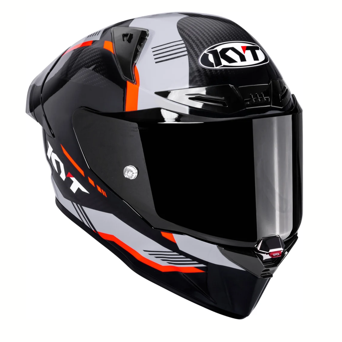 KYT R1R Zone Carbon Fiber Helmet - Gloss Black Orange - KYT Helmets