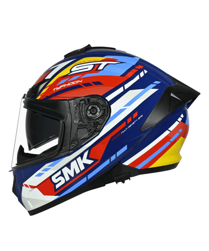 SMK Typhoon Sports Tourer GRPS GL534 Full Face Helmet - Gloss Blue Yellow White
