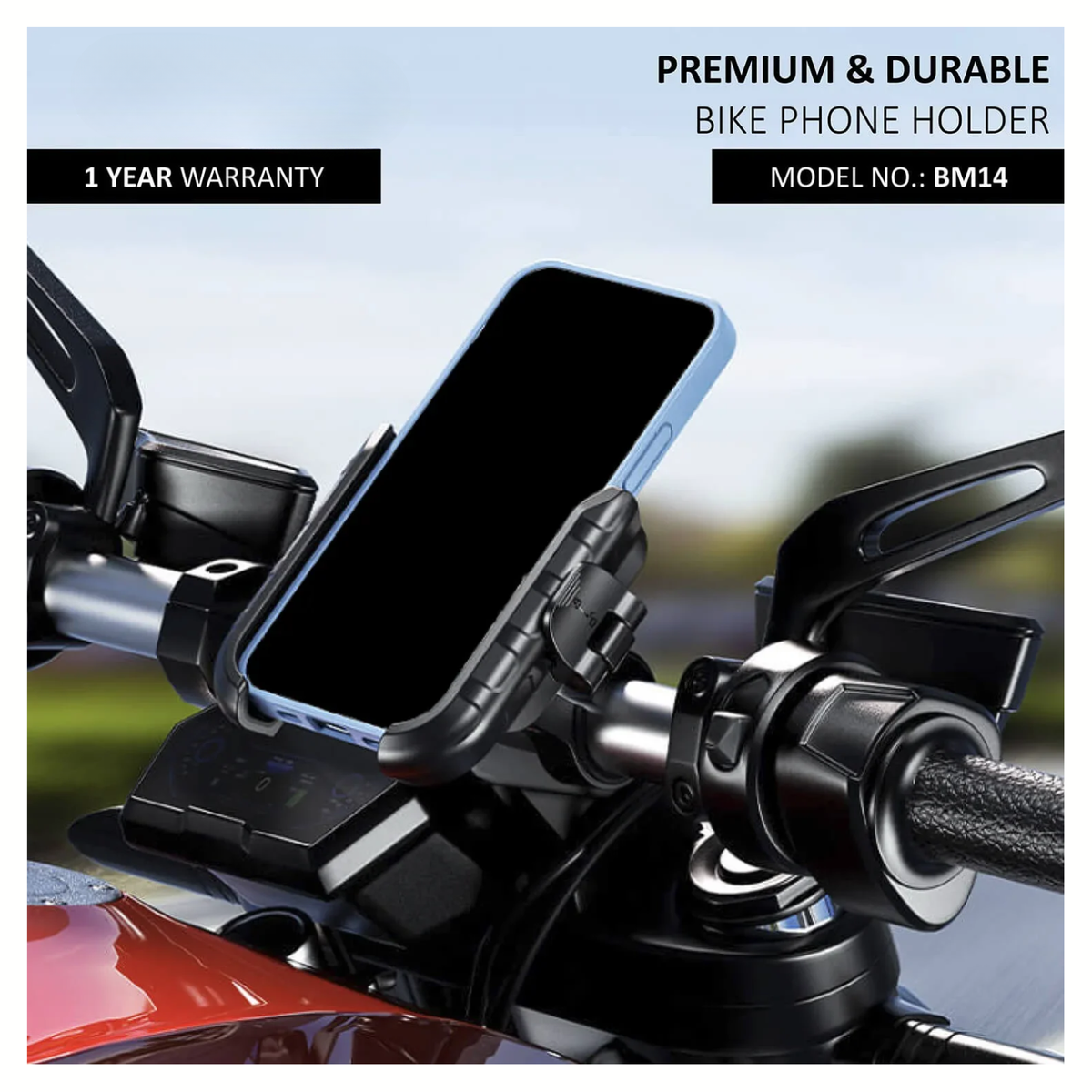 BOBO Quick Release Bike Cycle Phone Holder Motorcycle Mobile Mount - Black - BM14 - BOBO