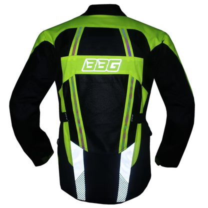BBG Indiana Adventure Riding Jacket with Chest Guard and Thermal Liner - Neon