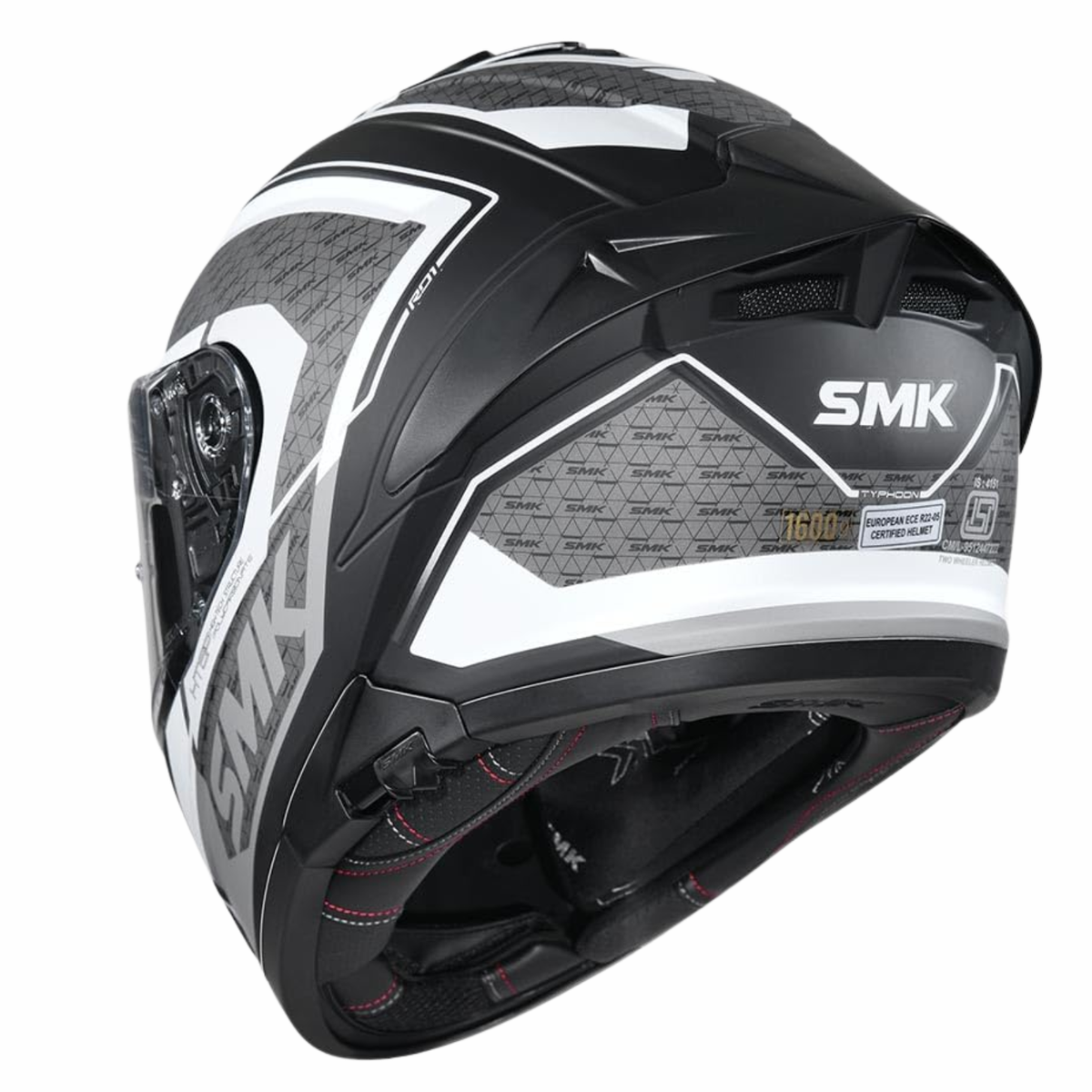 SMK Typhoon RD 1 MA216 Black White Helmet - SMK