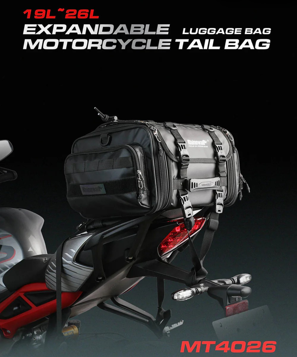 Rhinowalk Deluxe Cruiser Tail Bag 26L - Black - MT4026