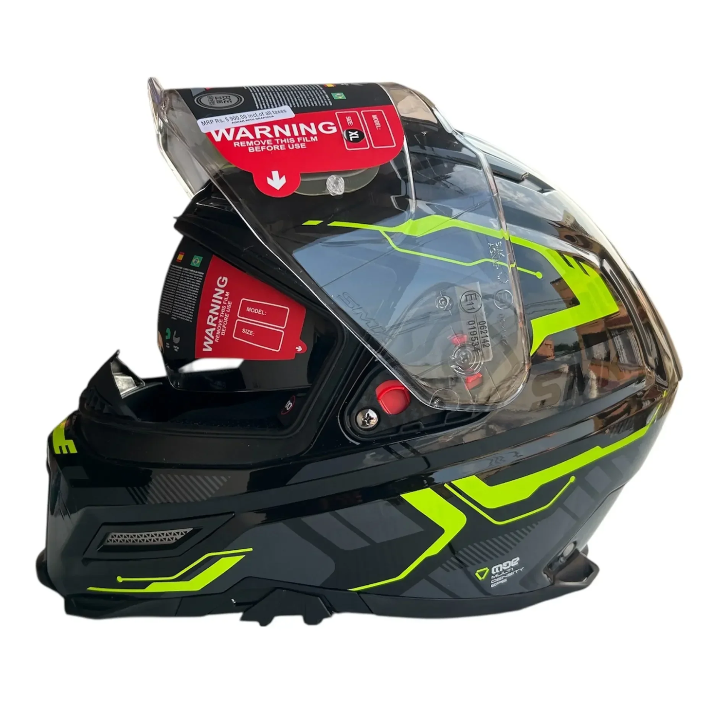 SMK Agnar Tektron GRPS GL264 Full Face Helmet - Gloss Black Yellow