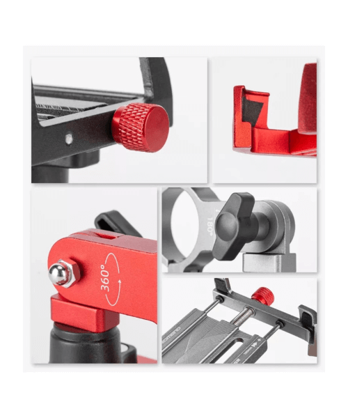 Yellowfin Claw Grip Aluminium Alloy handlebar Phone Holder Mount without Charger - Max 180 + 360_ Red