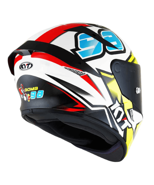 KYT TT Course 98 Bomb Helmet - Gloss Yellow Black Blue