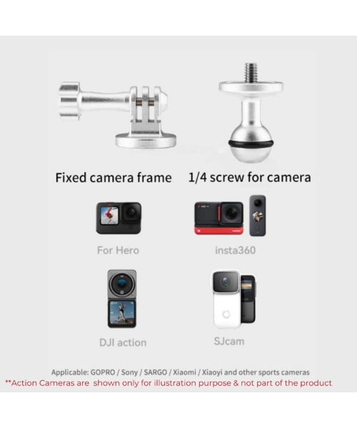 Yellowfin Action Camera Aluminium Alloy Metal Pro Long Mount for GoPro 360 Rotatable Silver - Handlebar Pro Mount-1-1