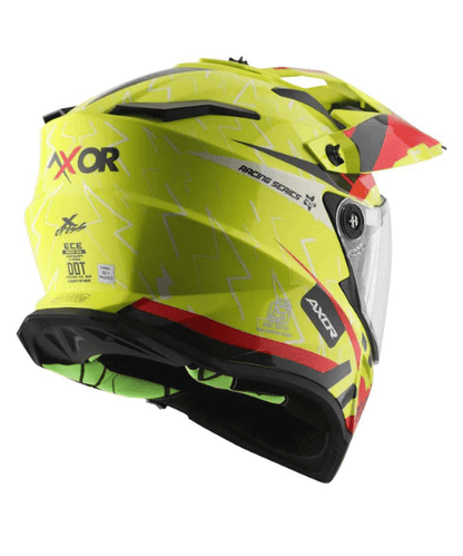 Axor X-Cross Flash Dual Visor Helmet - Neon Yellow Red