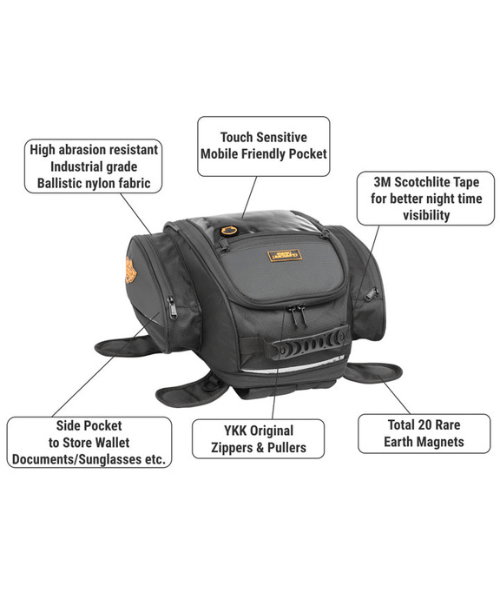 Guardian Gears Jaws Magnetic 28L Tank Bag with Rain Cover