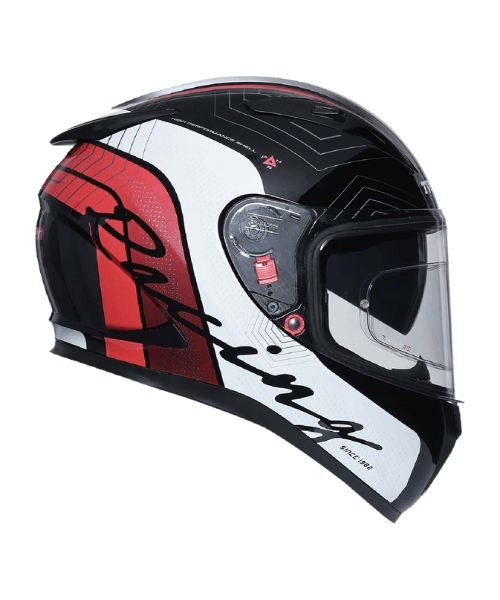 TVS Racing Matt Helmet - Red & White Double Visor