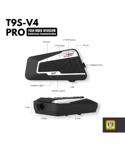 Route95 T9S-v4 Pro Universal Helmet Bluetooth And Intercom