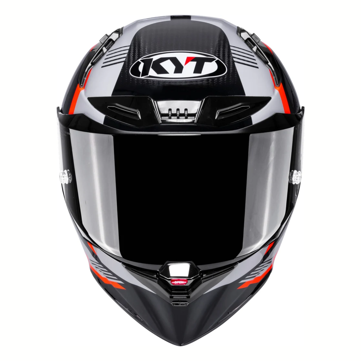 KYT R1R Zone Carbon Fiber Helmet - Gloss Black Orange - KYT Helmets