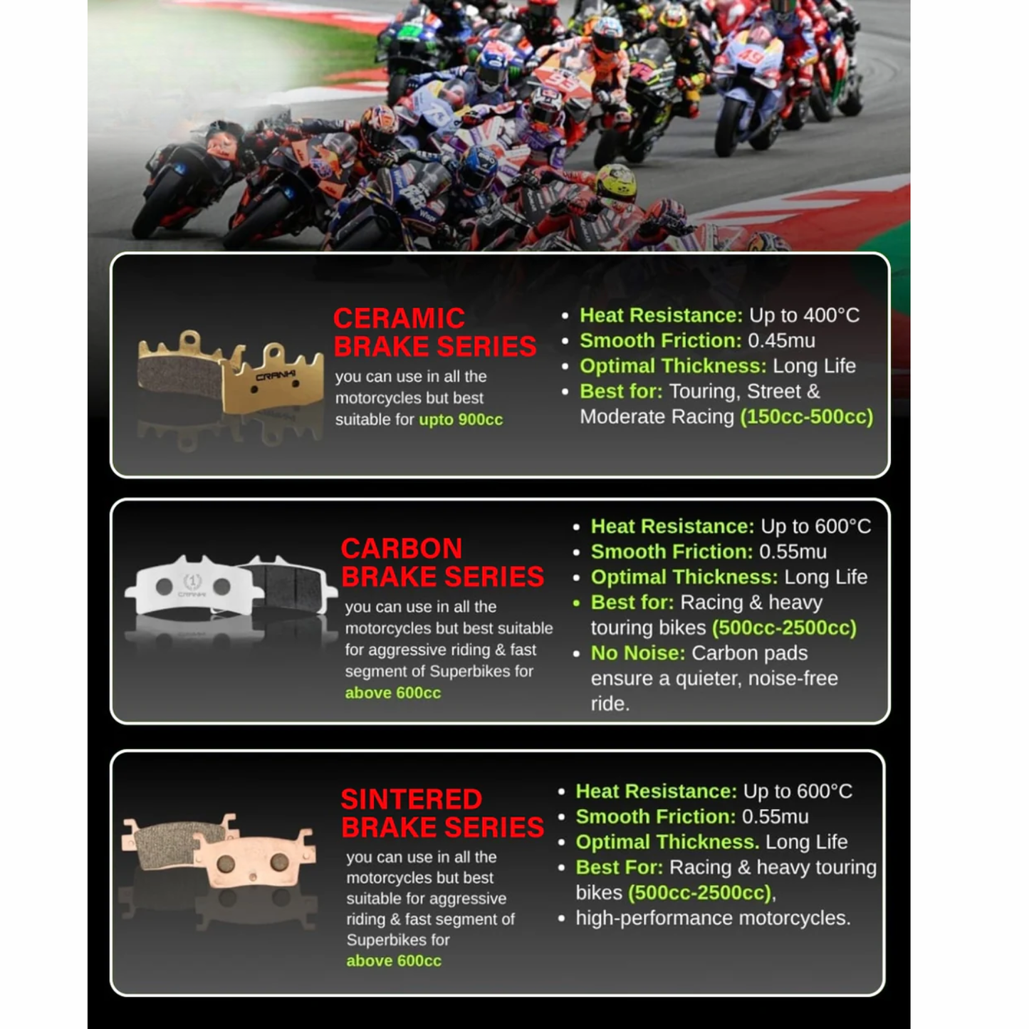 Crank1 Carbon Brake Pads for KTM 250 Duke Gen 3 (2024-2025)