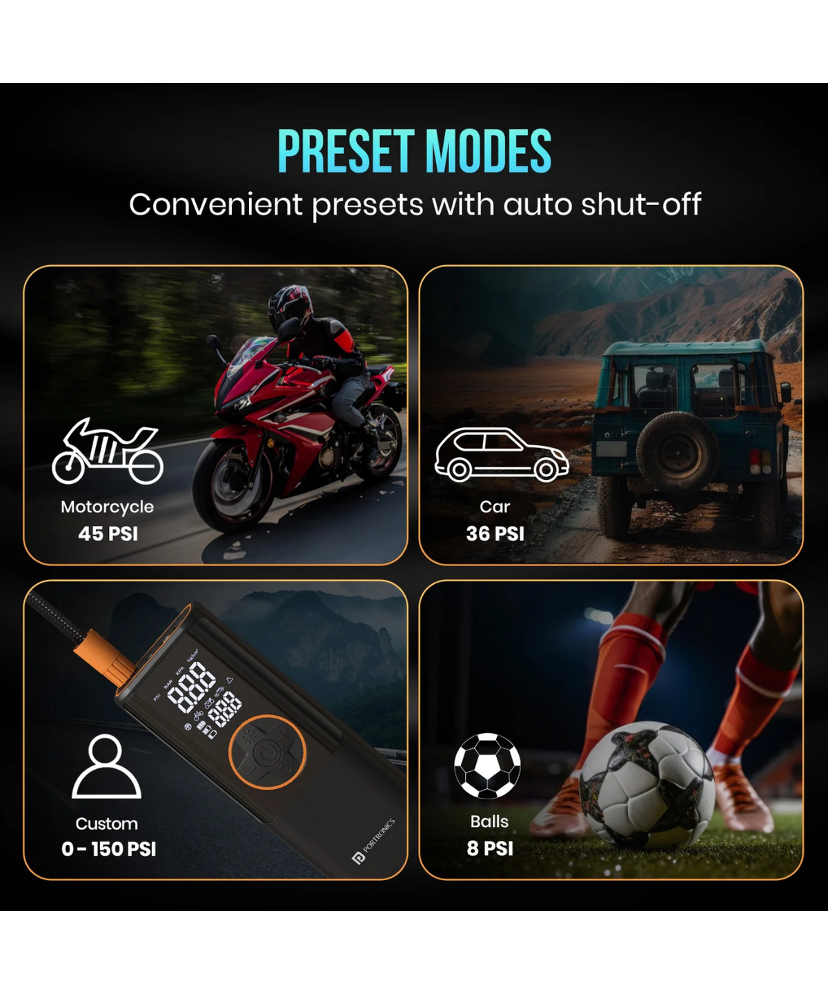 Portronics Vayu 4.0 Portable Tyre Inflator - Portronics