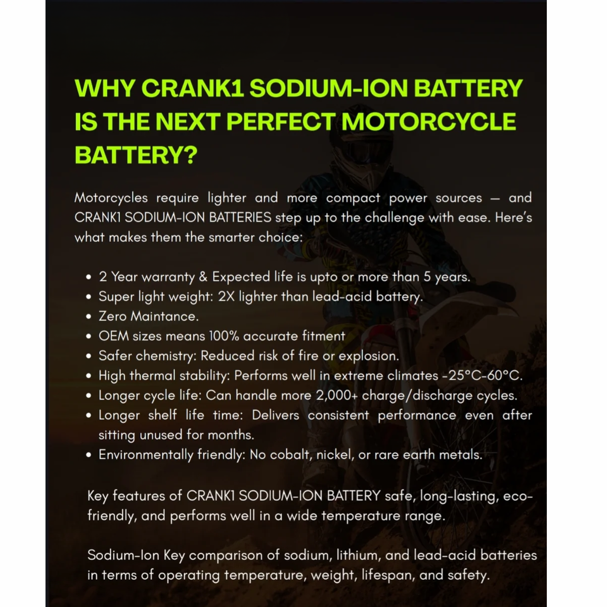 Crank1 Triumph Street Scrambler 900 (2018) Sodium ION Factory Activated Battery - CRX12-BS - Crank 1
