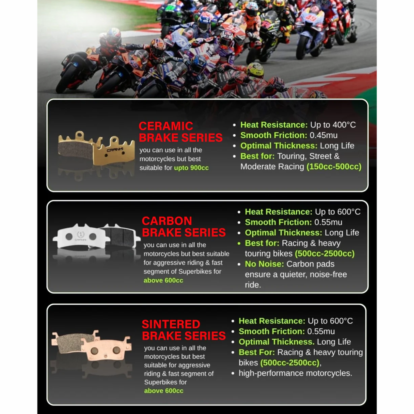 Crank1 Carbon Brake Pads for BMW G 310 RR