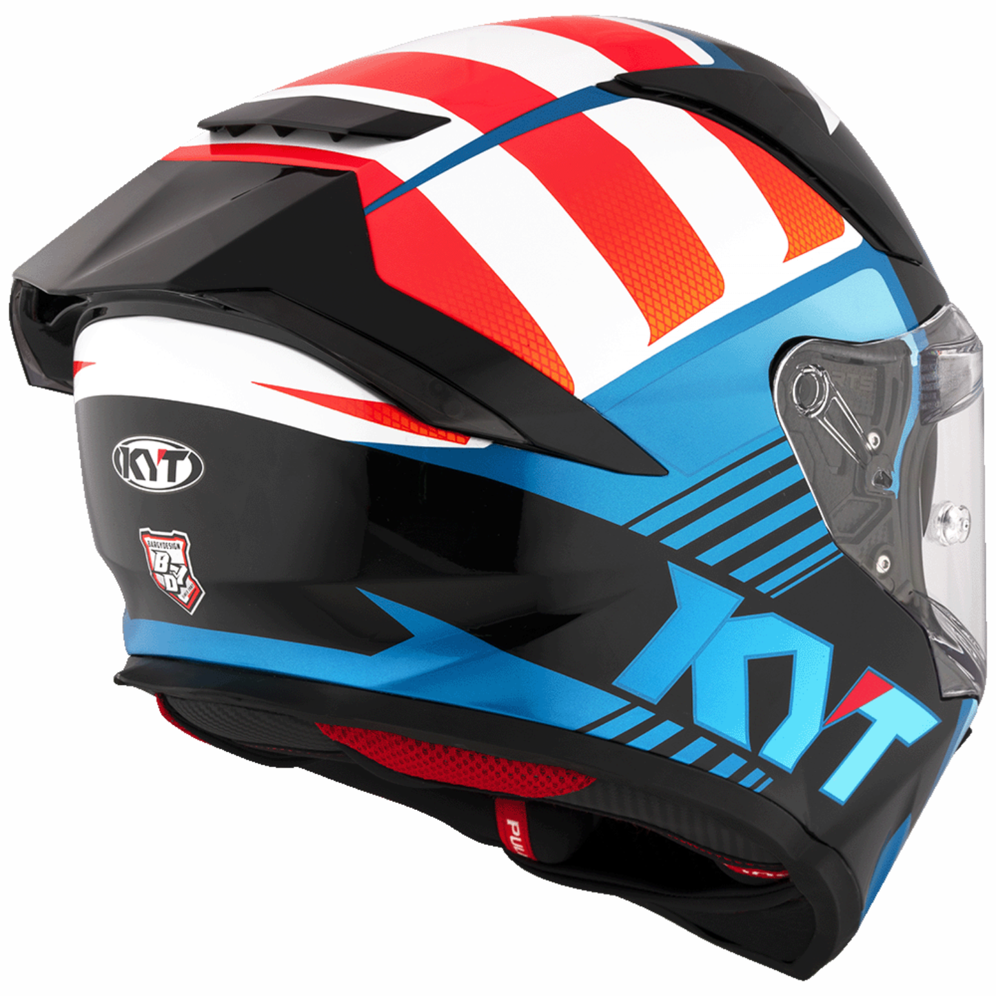 KYT R2R Pro Straight Helmet - Gloss Blue Orange White