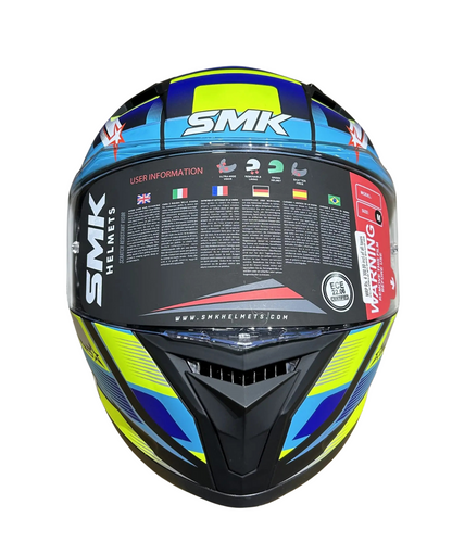 SMK Stellar Uno GRPS MA254 Full Face Helmet - Matt Black Blue Yellow