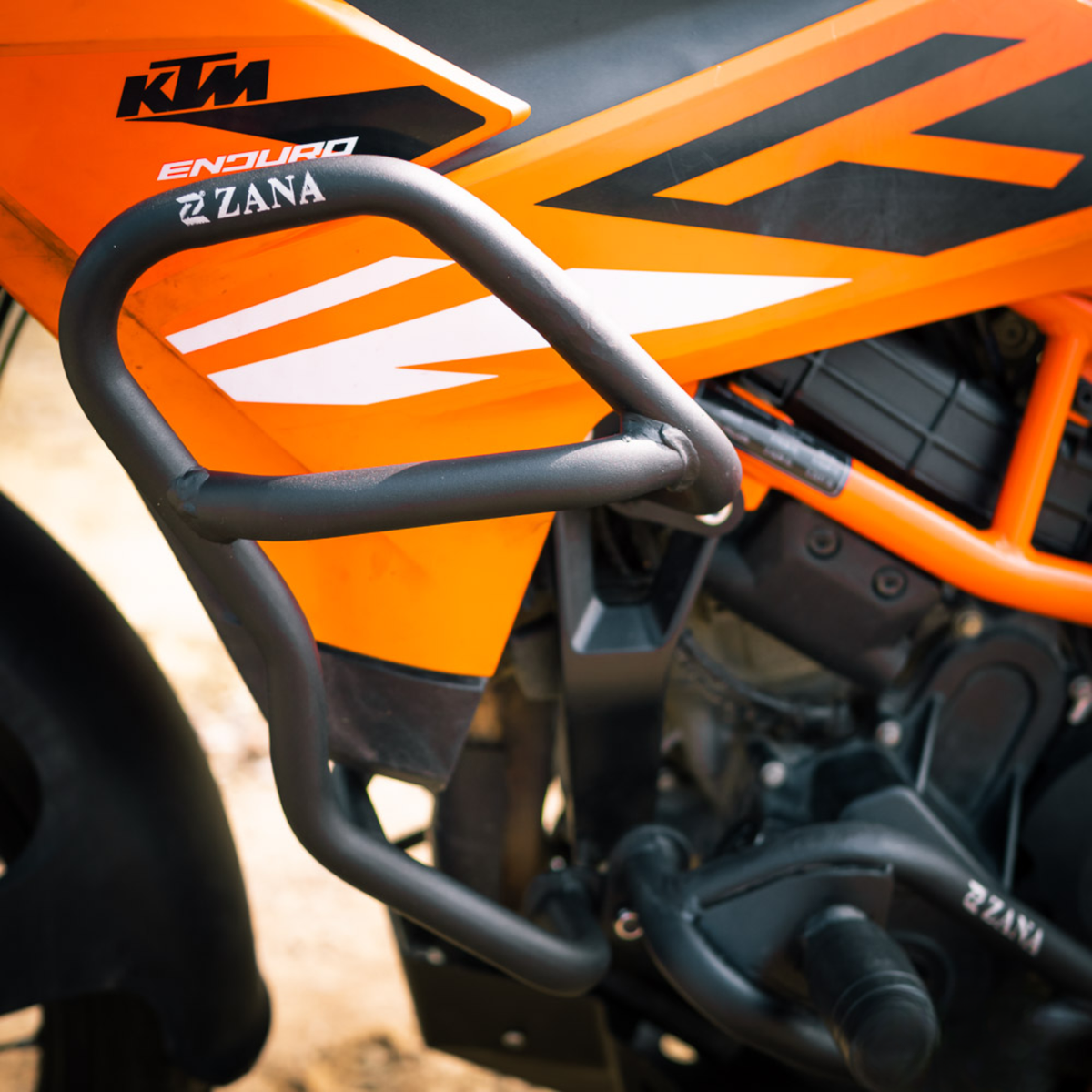 Zana KTM ADV 390 (2025) / KTM Enduro 390 Upper & Lower Crash Guard Set with Slider - Black - ZI-8697 / ZI-8698 - Zana
