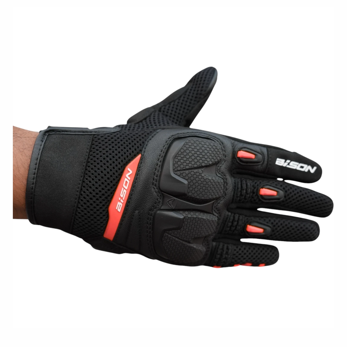 Bison ProGear Raptor Riding Gloves - Black Red
