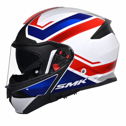 SMK Gullwing Supertour GRPS GL153 Flip up Helmet - Gloss Blue White Red