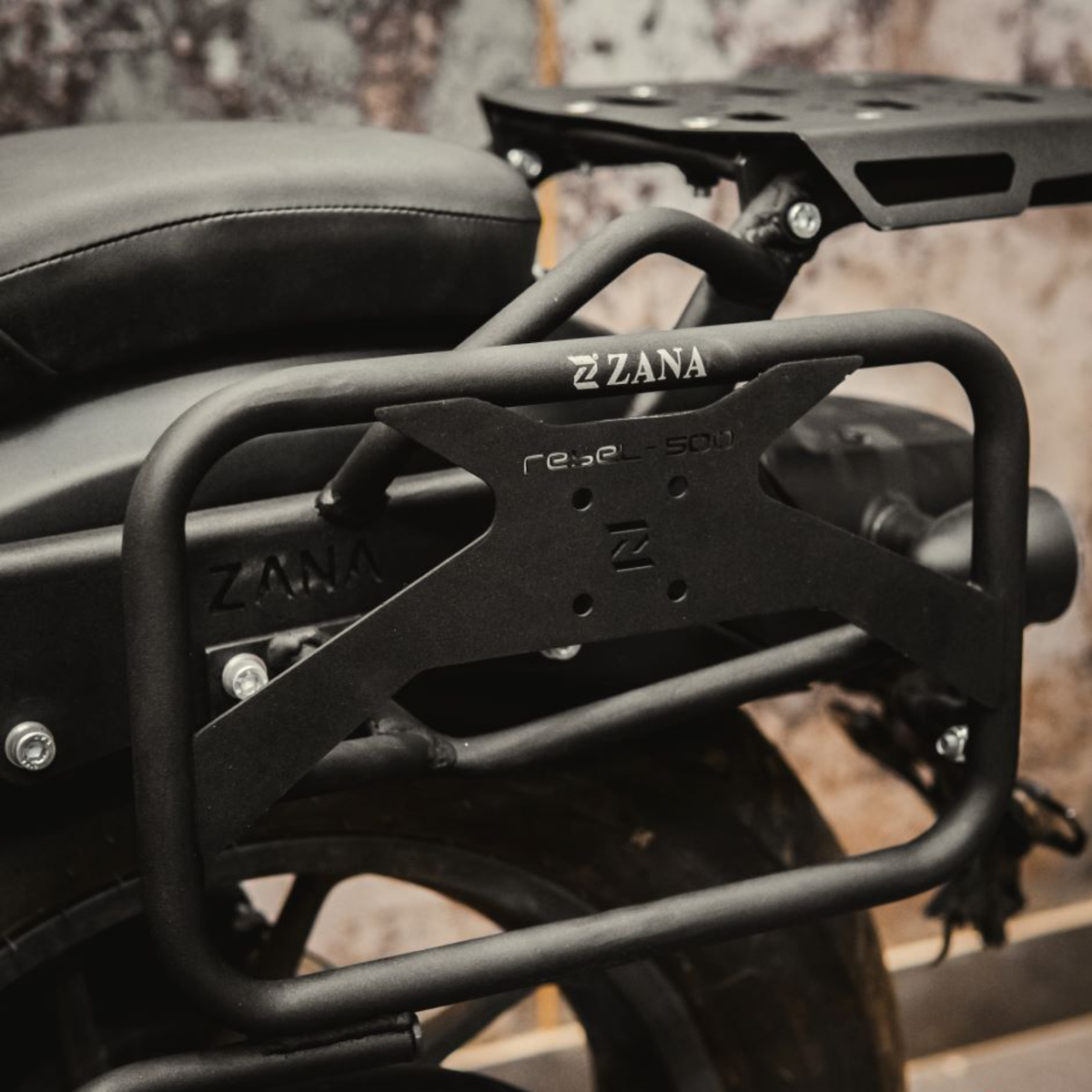 Zana Honda Rebel 500 Roadster Saddle Stay with Jerry Can Mount - Black - ZI-8626 - Zana