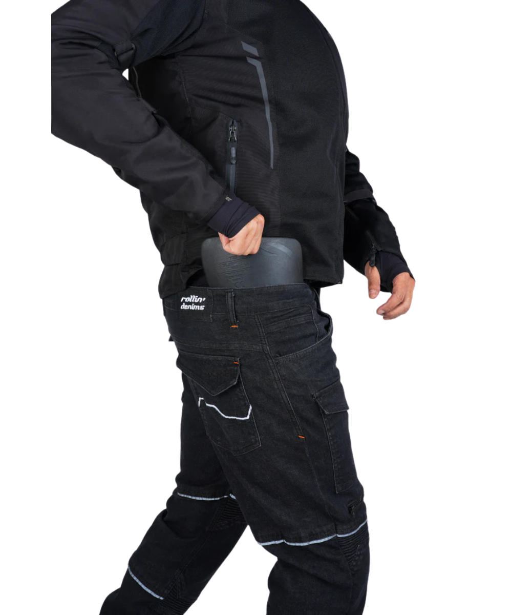 Rollin Denims Outlaw CORE-X Riding Cargo Jeans with Armour - Charcoal Black