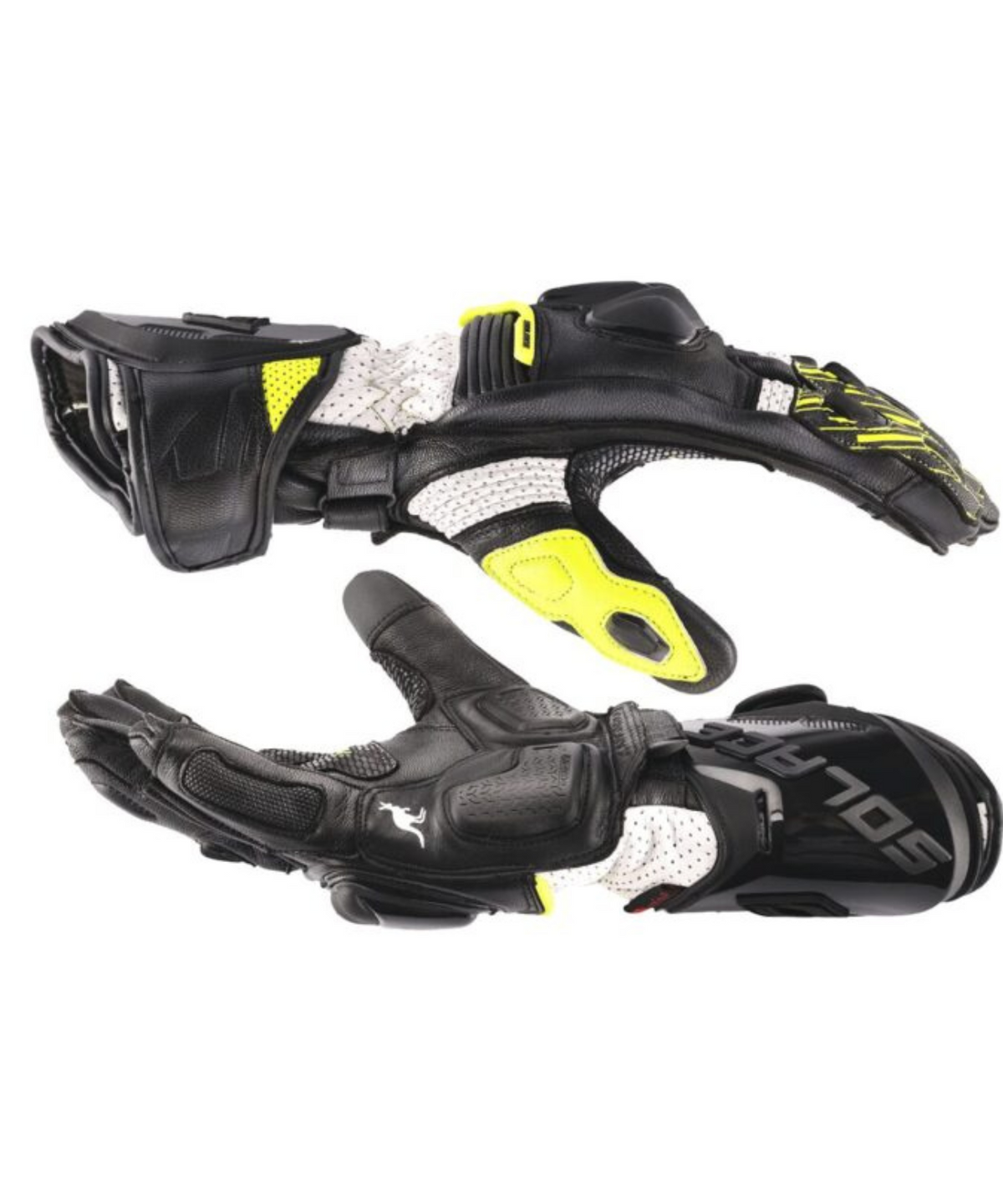 Solace Furious V3.0 CE Riding Gloves - Black White Neon