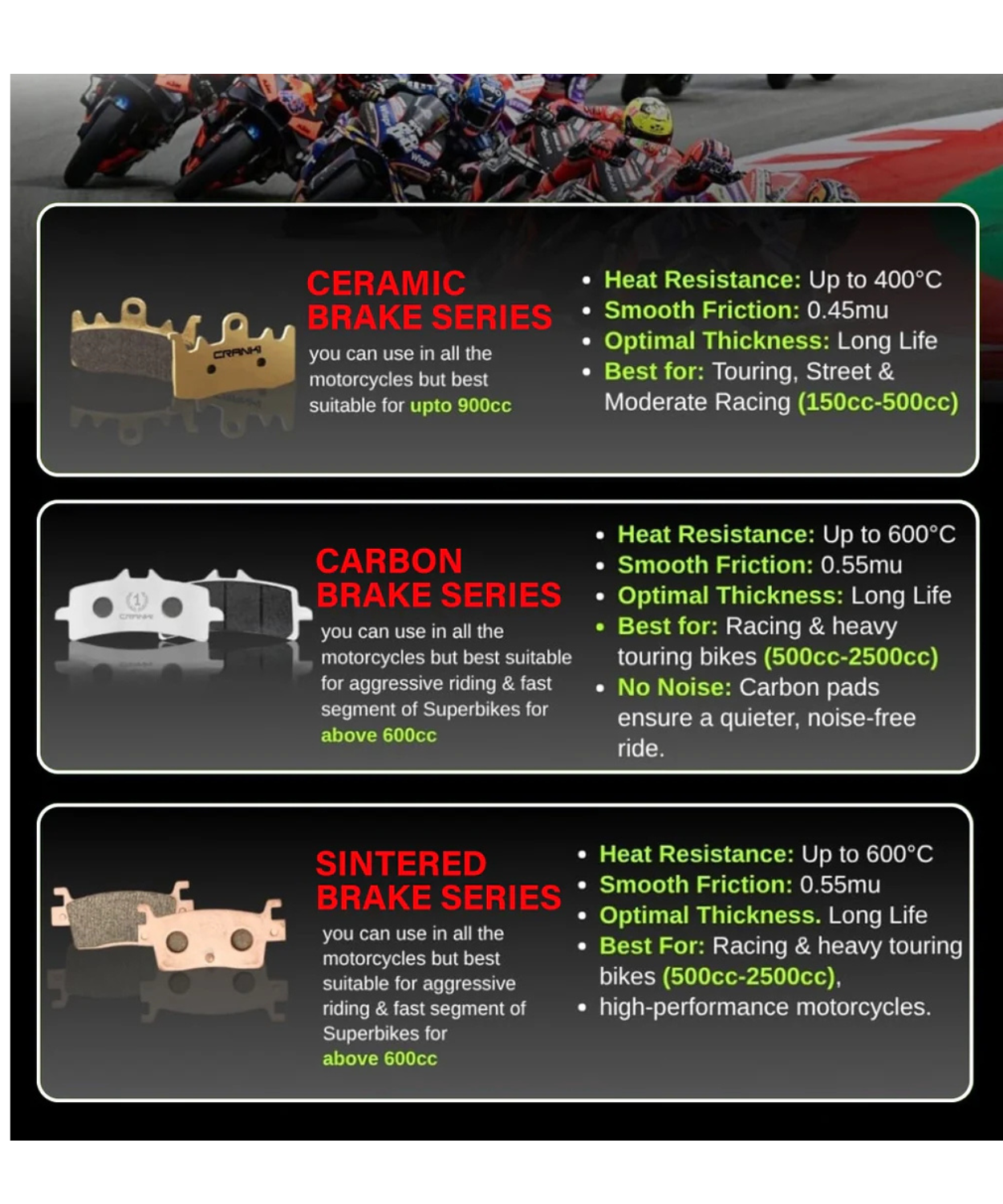 Crank1 Carbon Brake Pads for KTM Adventure 390 (2025 Onwards)