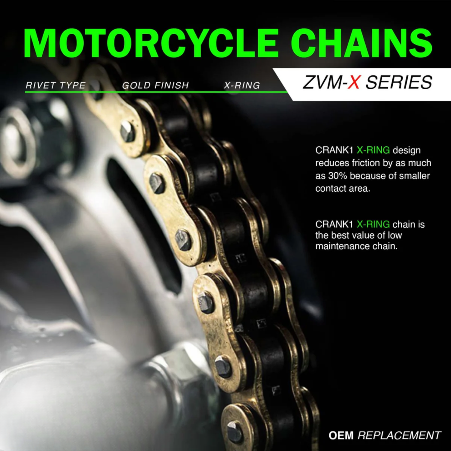 Crank1 Chain For Ducati Scrambler Classic 800 (2015-2018) 520 Pitch ZVM-X 106L - Gold