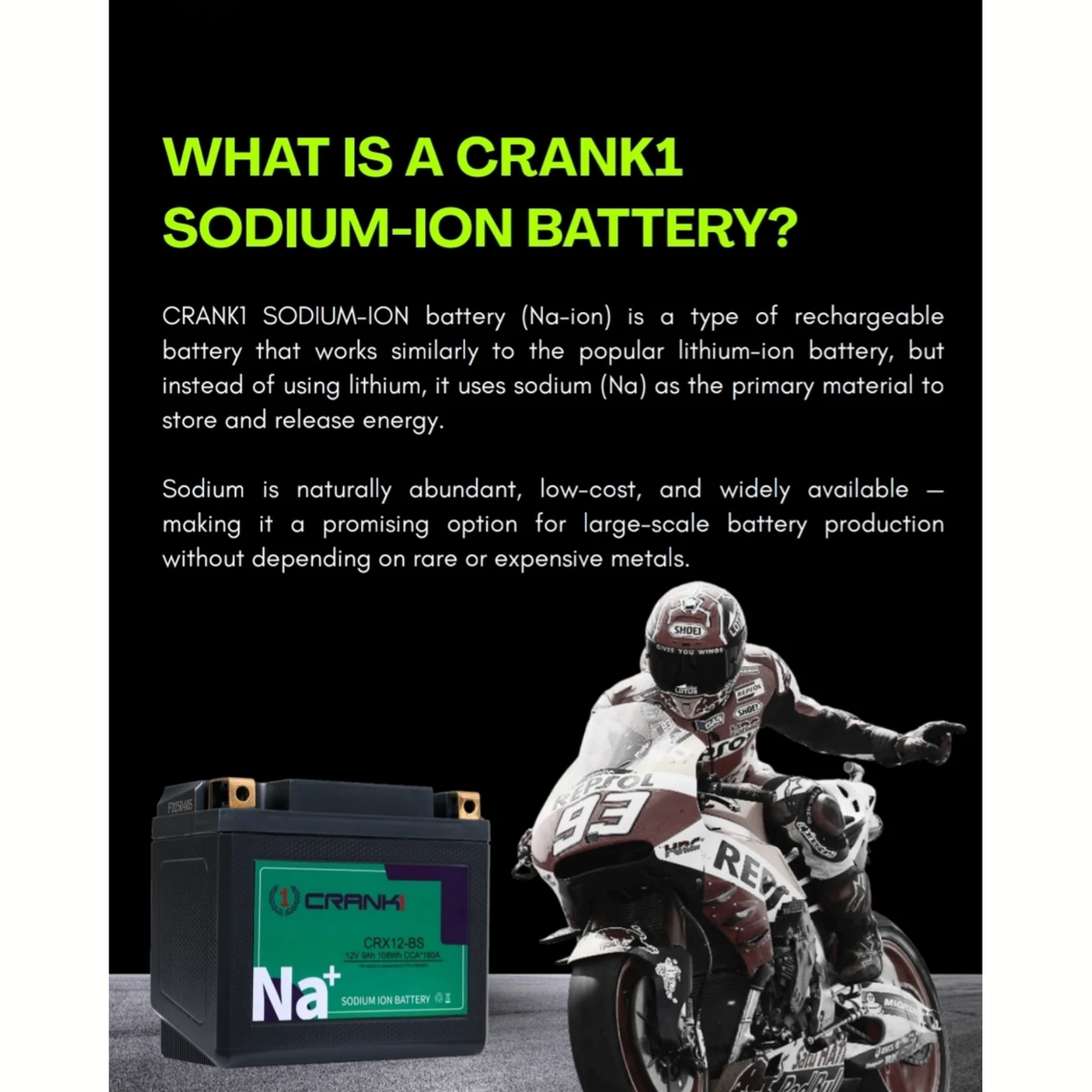Crank1 Kawasaki Ninja 400 (2018 Onwards) Sodium ION Factory Activated Battery - CRX10S – view 10