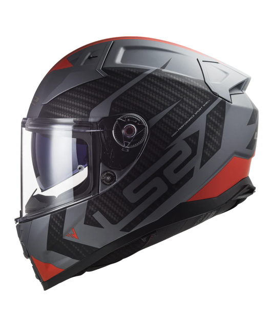 LS2 FF811 Vector II Splitter Matt Titanium Helmet - Red
