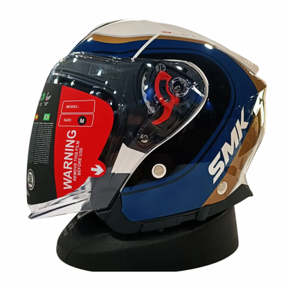 SMK GTJ Libero GRPS GL157 Half Face Helmet - Gloss Blue White