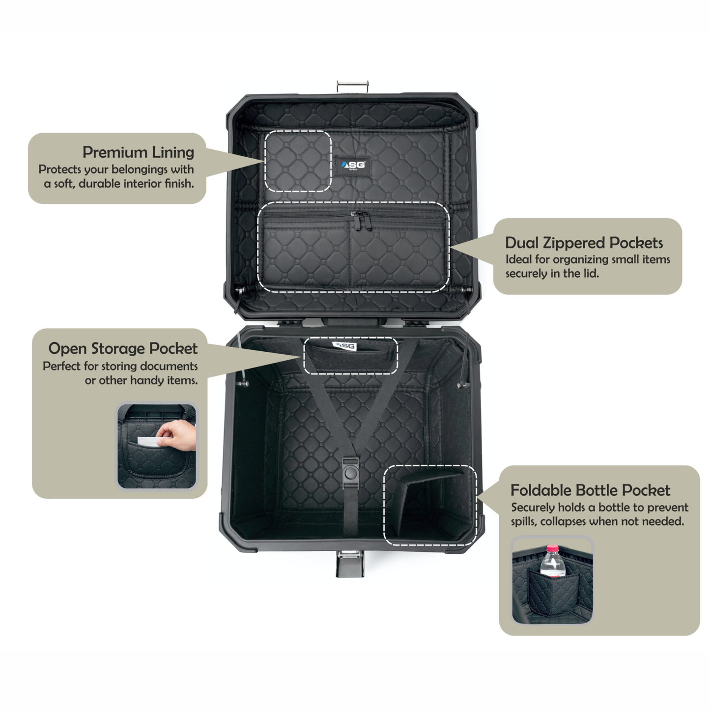 ASG AG-45L Aluminum Top Box - Mirror Black