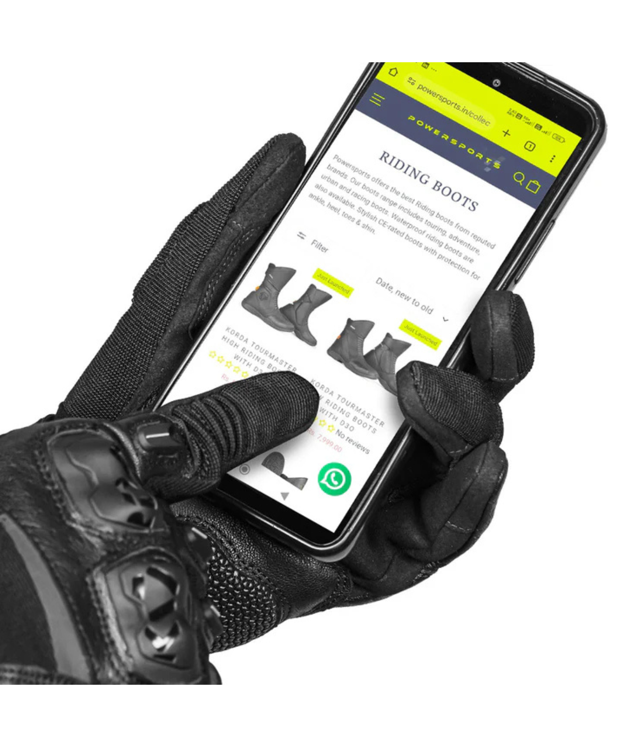 Korda Hybrid Riding Gloves with D3O - Black & Fluorescent Yellow
