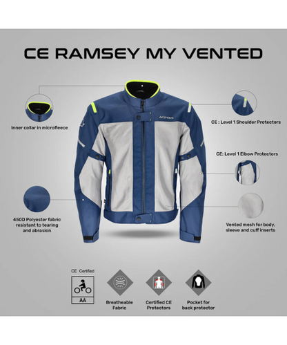 Acerbis Ramsey MY Vented Riding Jacket - Blue Yellow