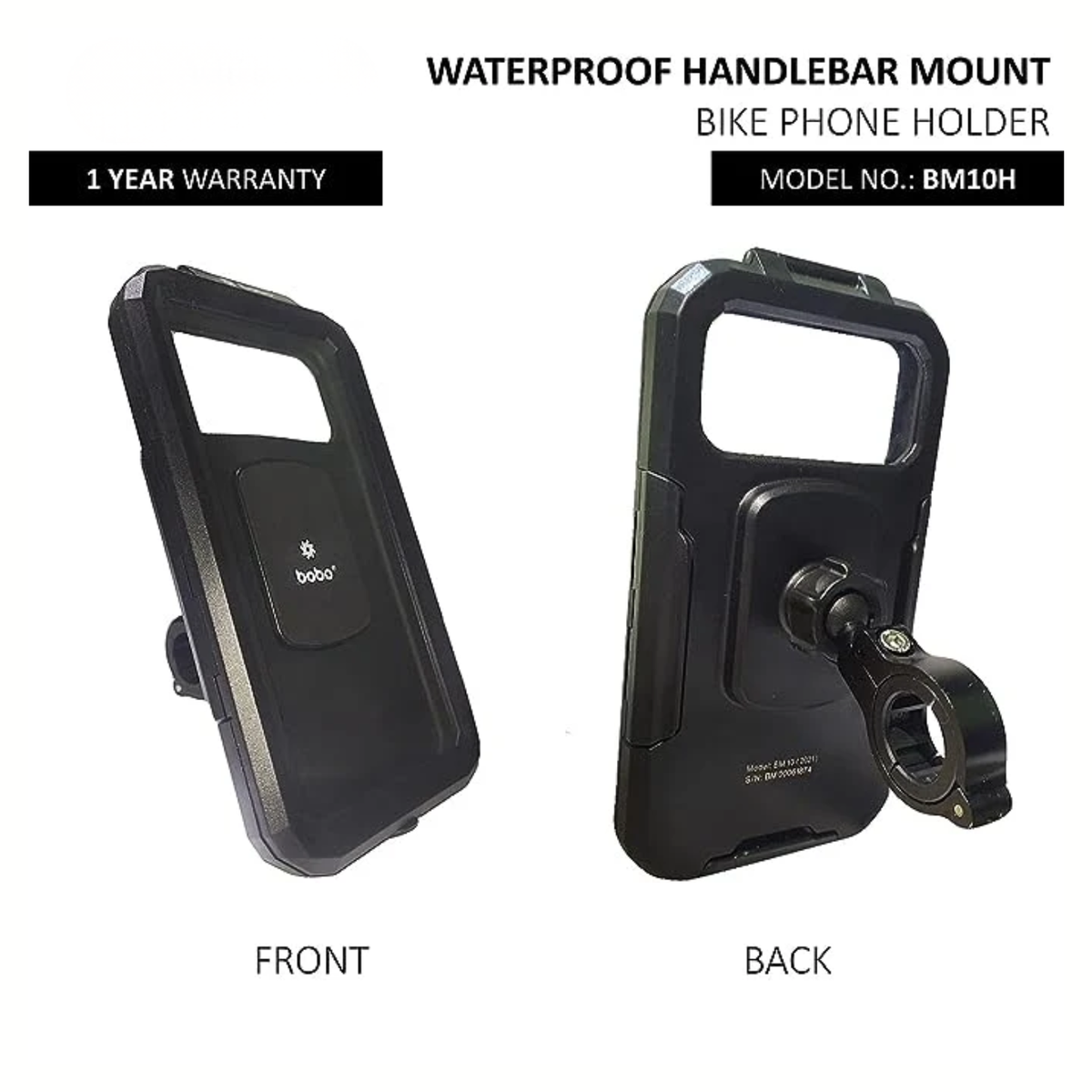 BOBO BM10 Fully Waterproof Bike / Cycle Phone Holder Motorcycle Mobile Mount - Black - BOBO