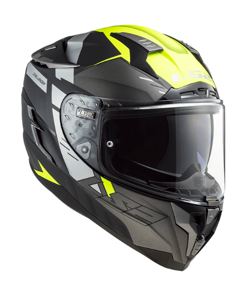 LS2 FF327 Challenger Allert Matt Titanium Hi-Viz Helmet - Yellow