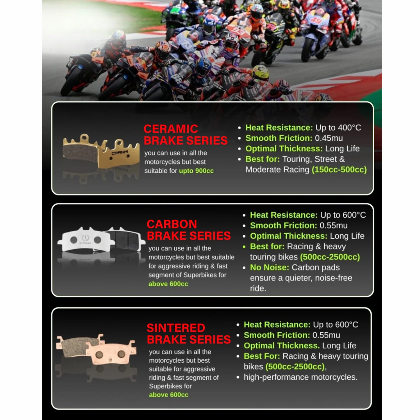 Crank1 Carbon Brake Pads for BMW S1000 RR (2022-2026)