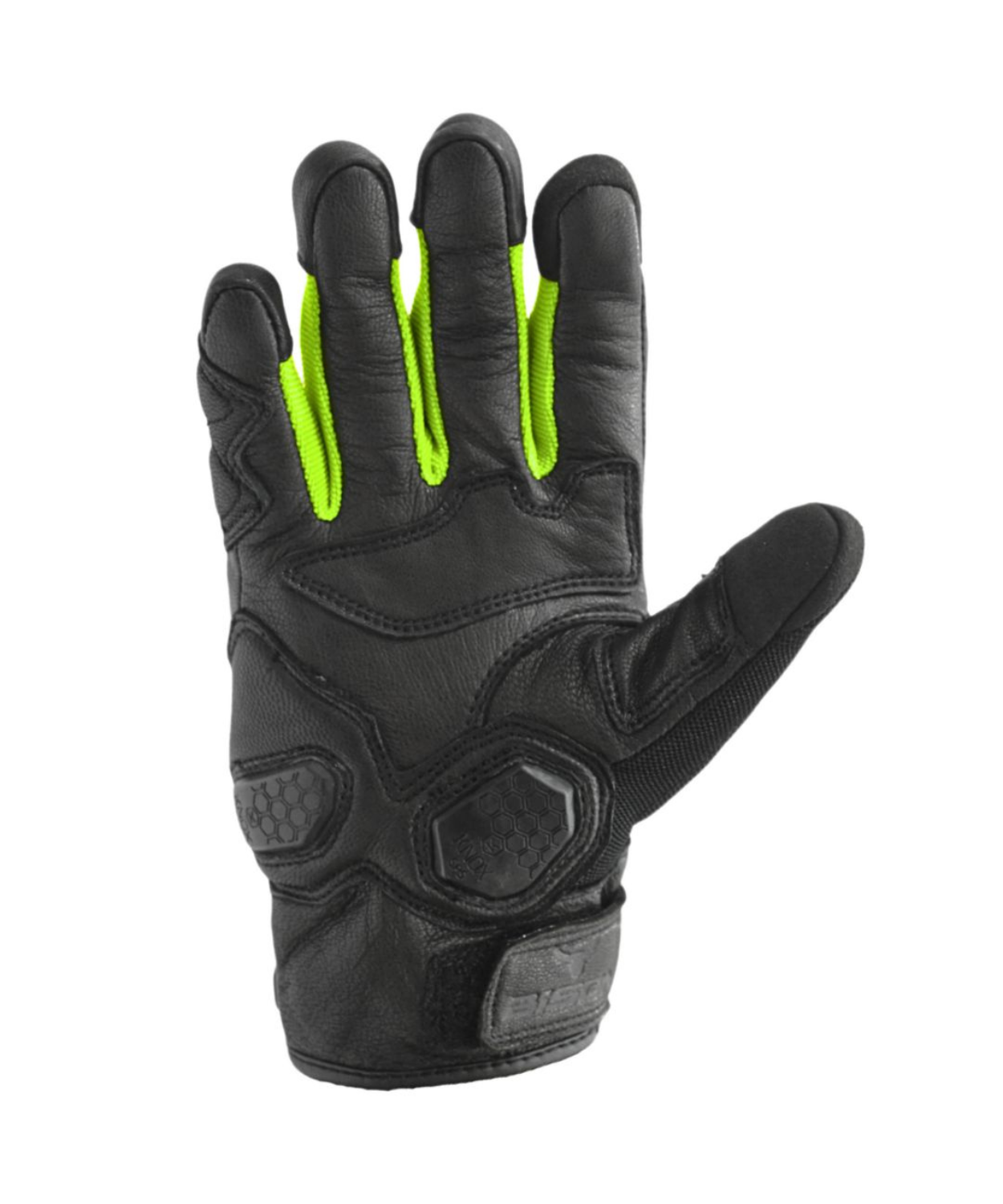 Bison ProGear Air Pro Riding Gloves - Black Hi-Viz Green