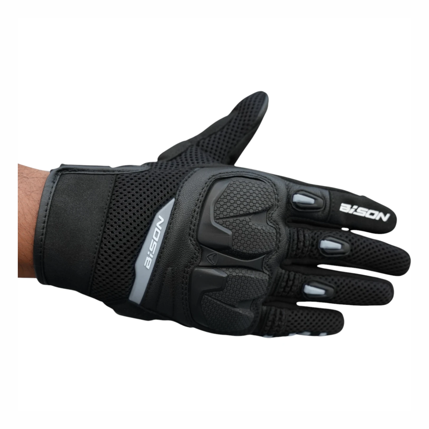Bison ProGear Raptor Riding Gloves - Black Grey
