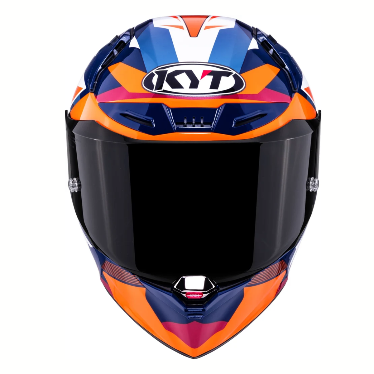 KYT R1R Diamond Carbon Fiber Helmet - Gloss Blue Orange - KYT Helmets
