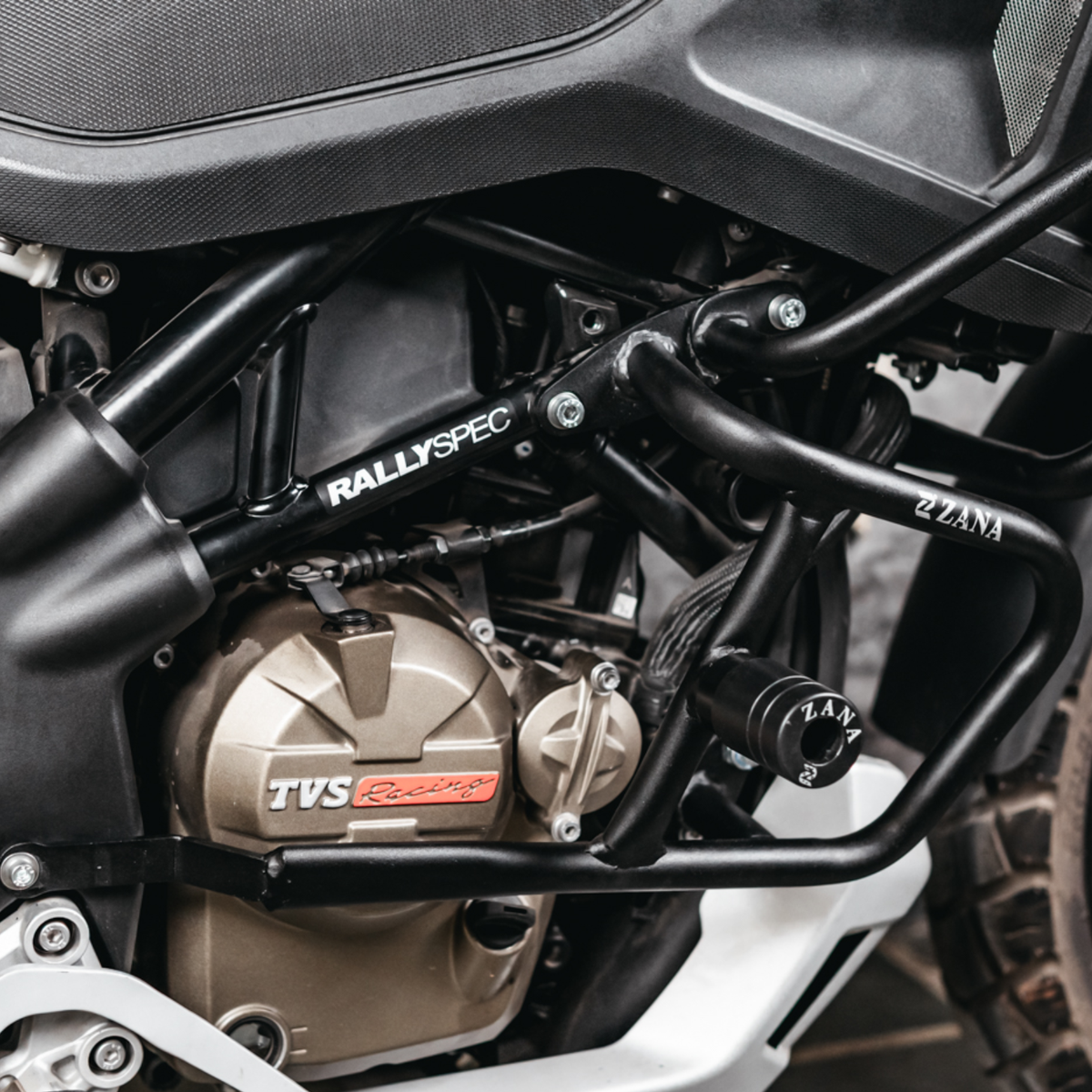 Zana TVS Apache RTX 300 Upper & Lower Crash Guard with Slider Combo without Beak Version - Black - ZI-8711 / ZI-8710