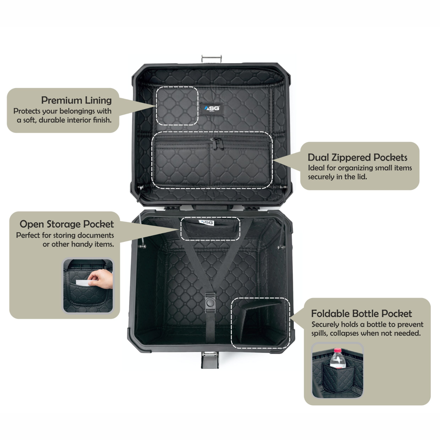 ASG AG-45L Aluminum Top Box - Sand Grey