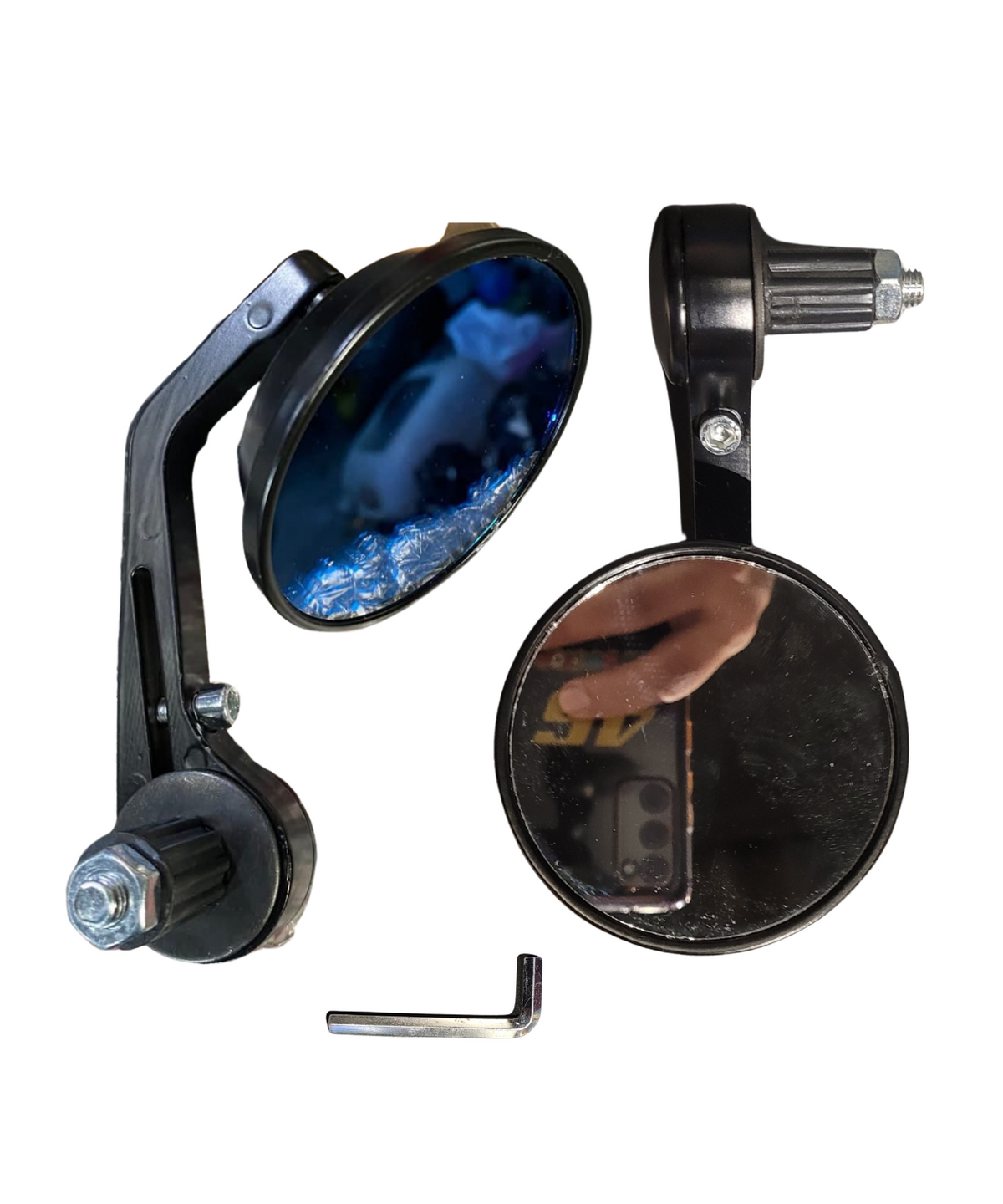Moto Arch Universal Round Bar End Side Mirror - Black - Moto Arch