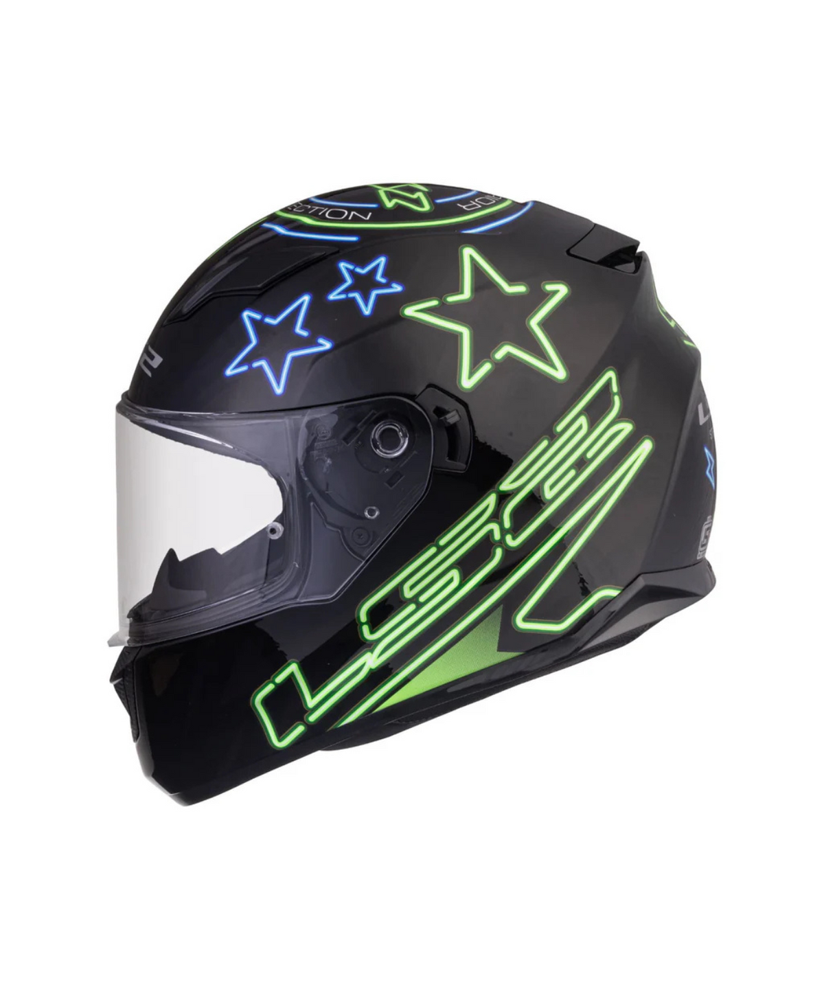 LS2 FF320 Stream Evo With Pinlock Helmet - Gloss Neon Black Fluo Green Blue - LS2