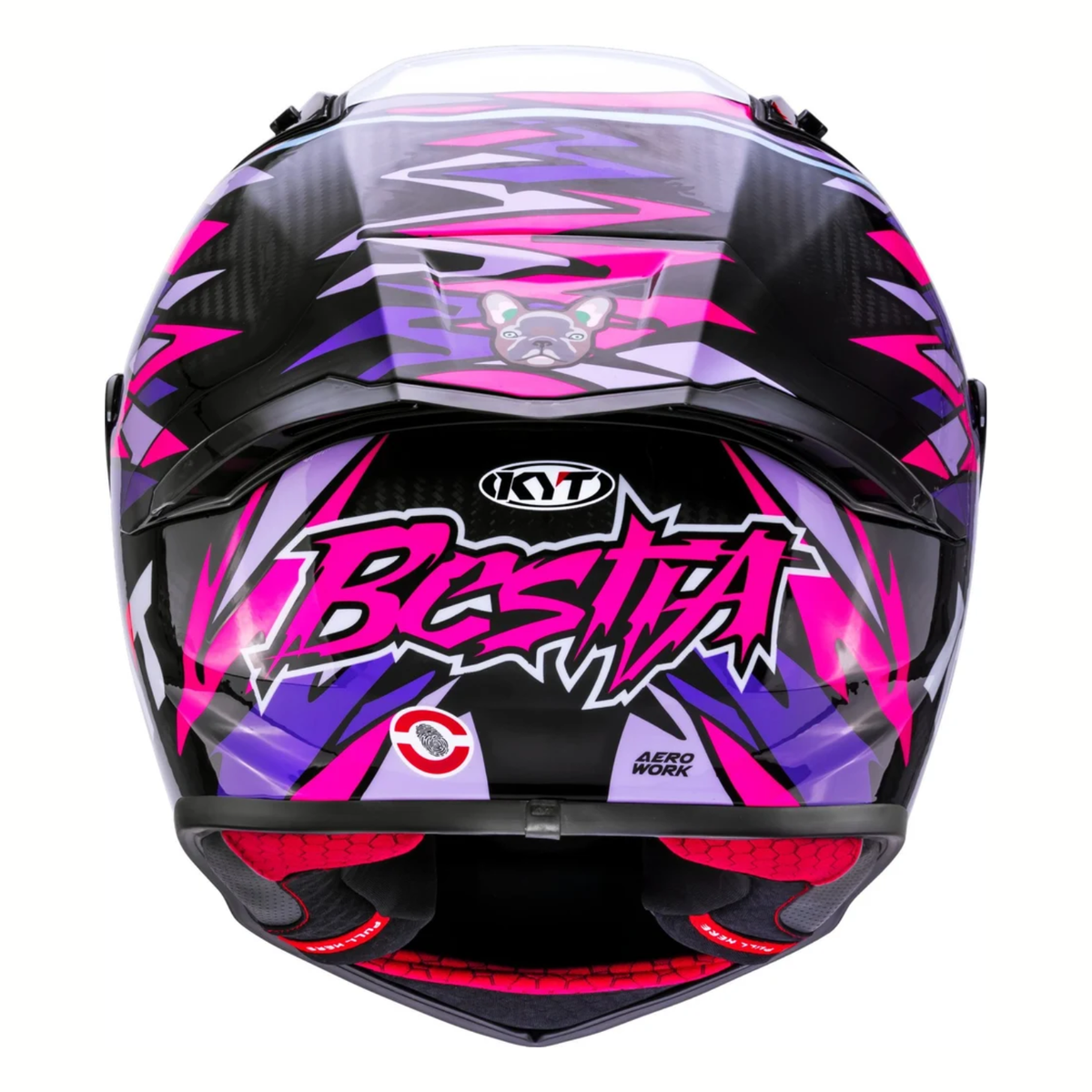 KYT R1R Enea Bastianini Replica 2023 Carbon Fiber Helmet - Gloss Black Pink - KYT Helmets