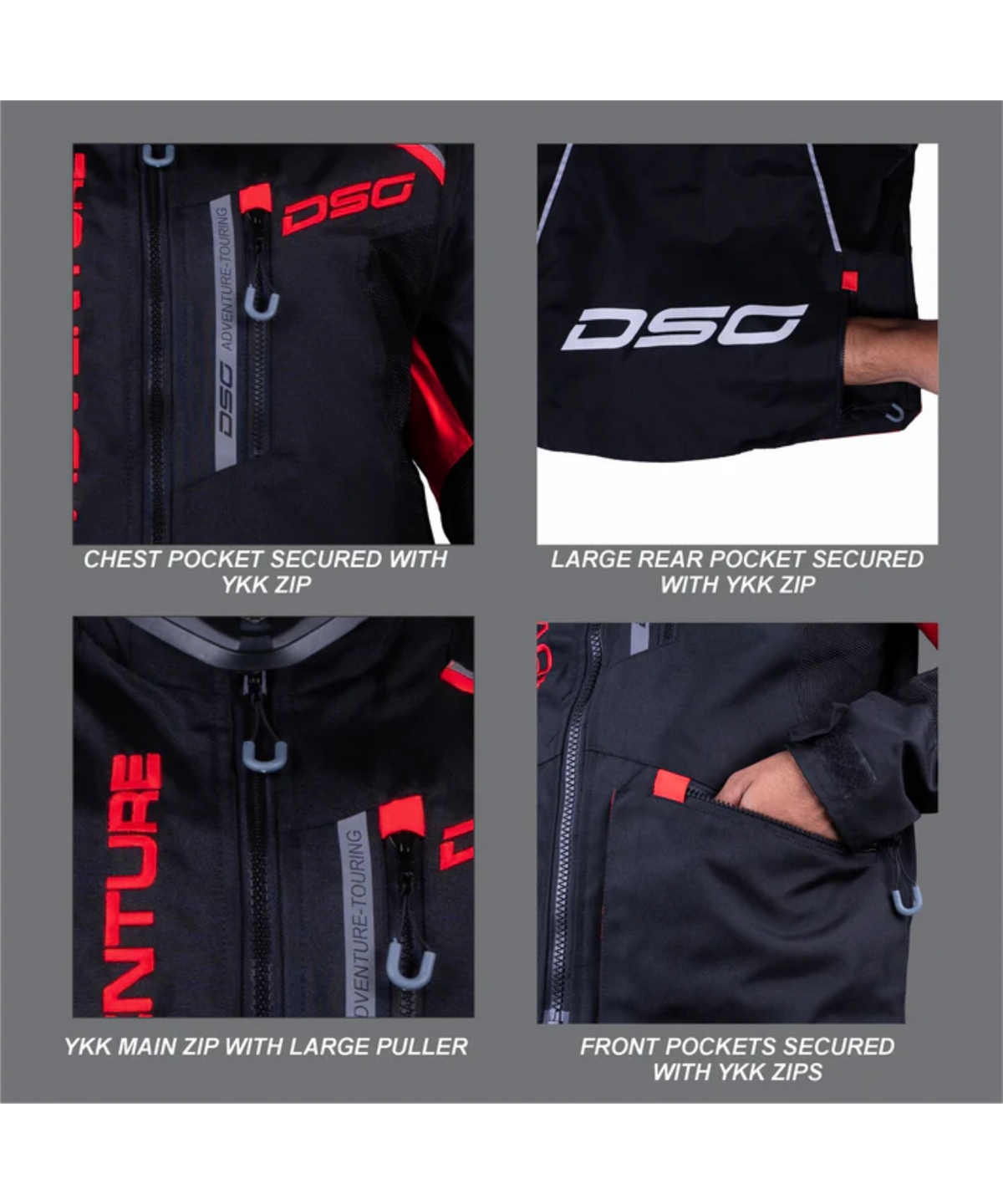 DSG Adv Riding Jacket - Black Red - DSG