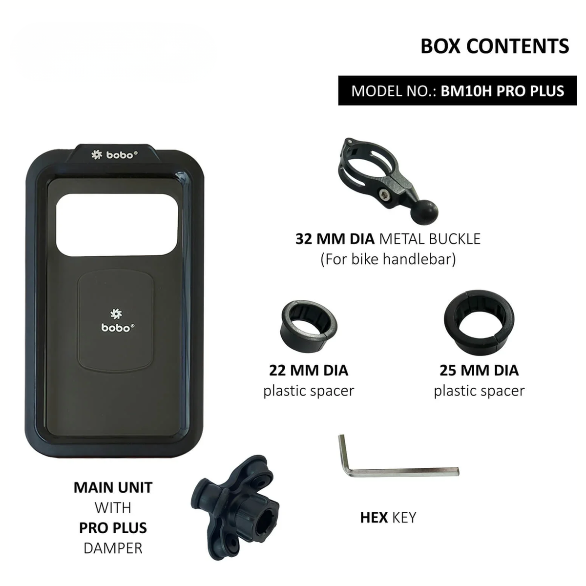BOBO BM10H PRO PLUS Fully Waterproof Bike Cycle Phone Holder with PRO PLUS Vibration Damper Motorcycle Mobile Mount