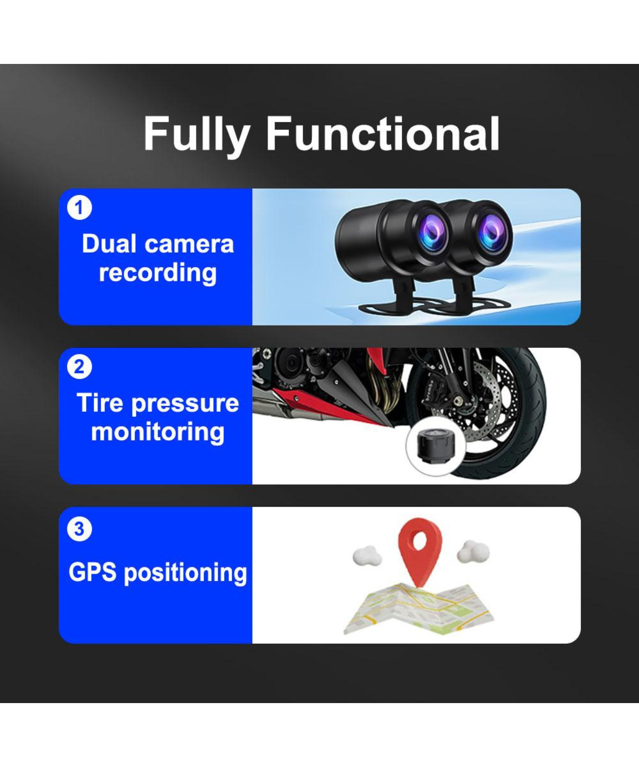 AR Moto Motorcycle GPS CarPlay Android Auto 6.2 inch Screen with Dual Dash Cam, TPMS, Remote & Blind Spot Detection